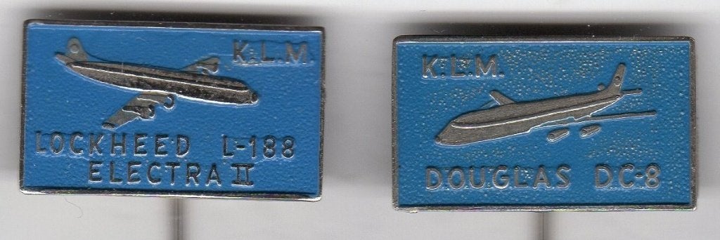 2 speldjes KLM LOCKHEED ELECTRA II DOUGLAS DC (A4), Ophalen of Verzenden, Gebruikt, Overige onderwerpen