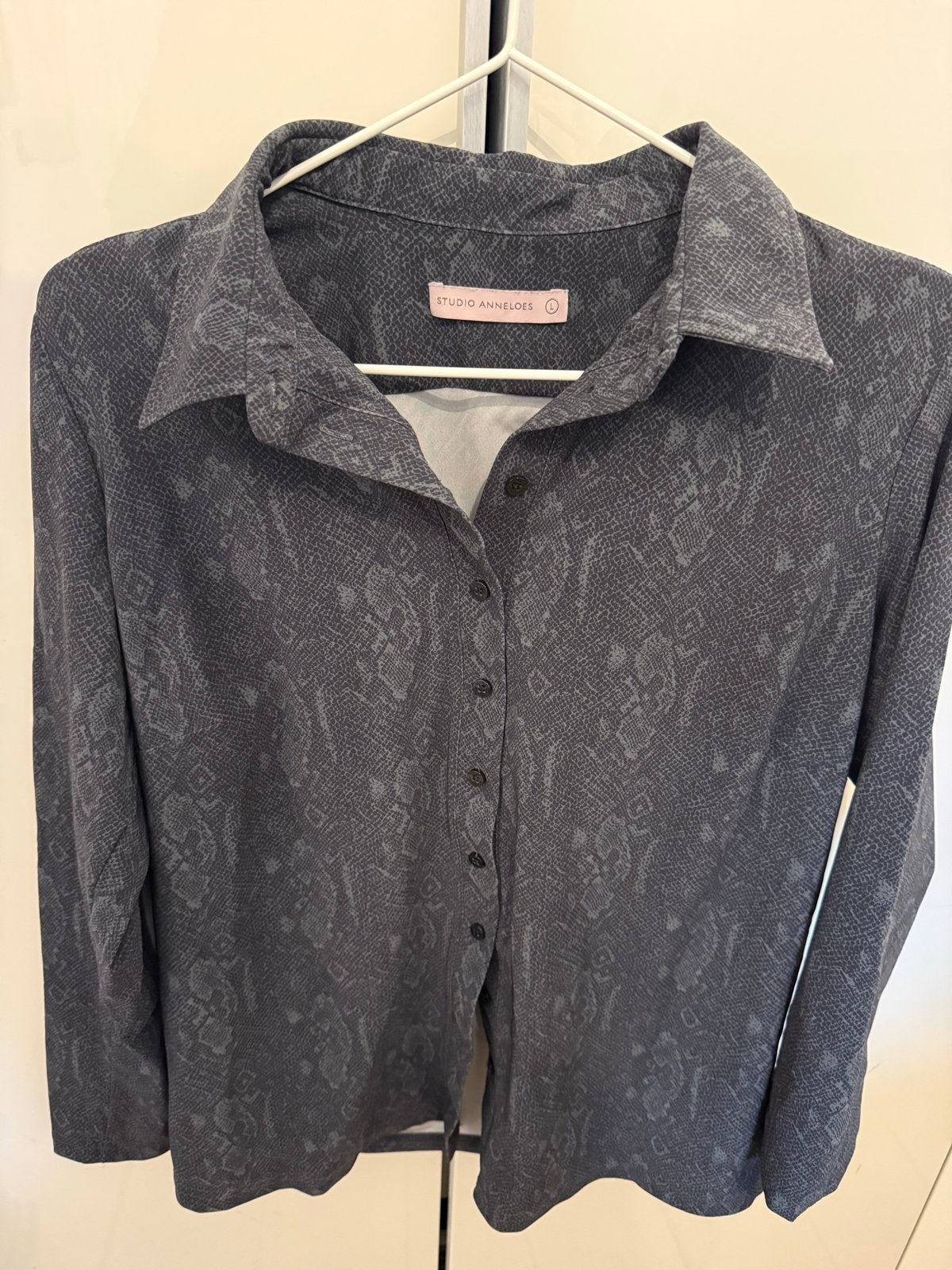 Studio Anneloes blouse slangeprint groen/grijs/zwart L, Ophalen of Verzenden, Gedragen, Maat 42/44 (L), Meerkleurig