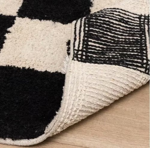 Retro vloerkleed Katoen! Zwart-wit 230*330 XL, Ophalen of Verzenden, Nieuw, Zwart, Tapijt