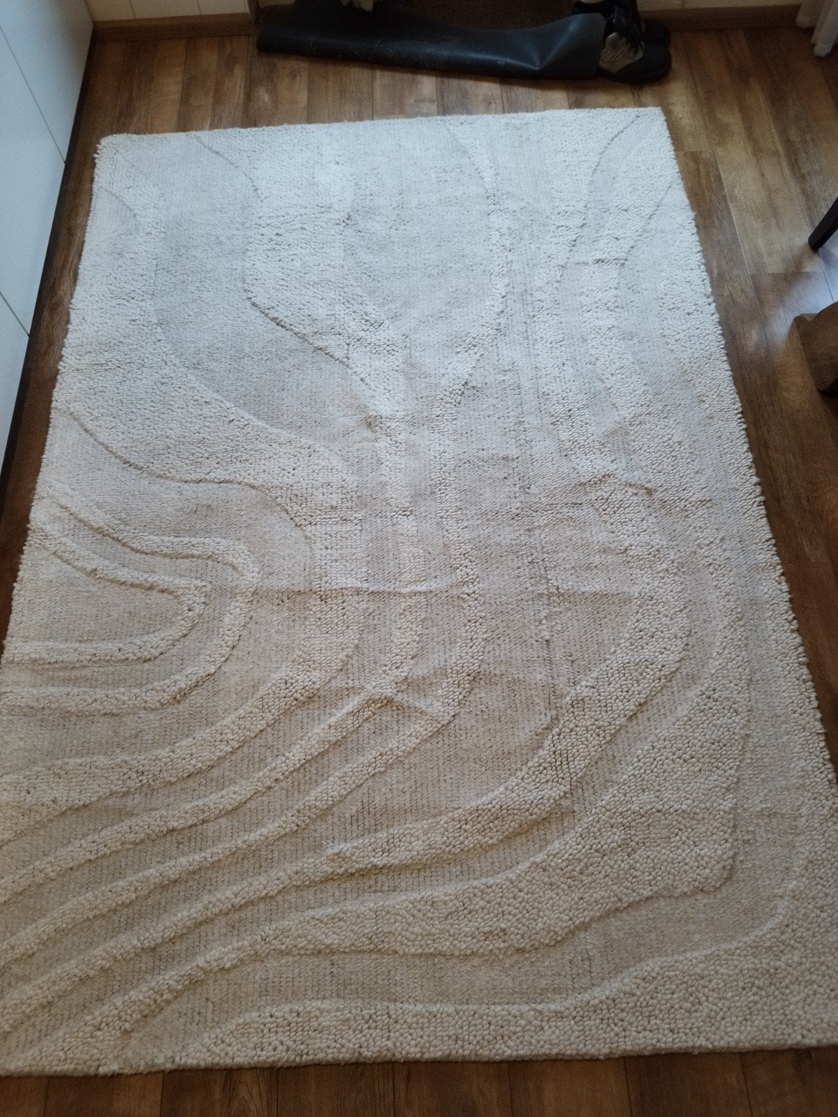 Japandi 100% Wol Organisch vloerkleed kleed 230x160cm Ecru, Japandi, Ophalen of Verzenden, Zo goed als nieuw, 200 cm of meer