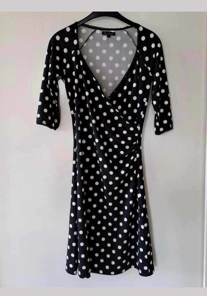 Zeer goede staat! King Louie polkadot jurk maat s, Kleding | Dames, Jurken, Zwart, Ophalen of Verzenden, Zo goed als nieuw, Knielengte
