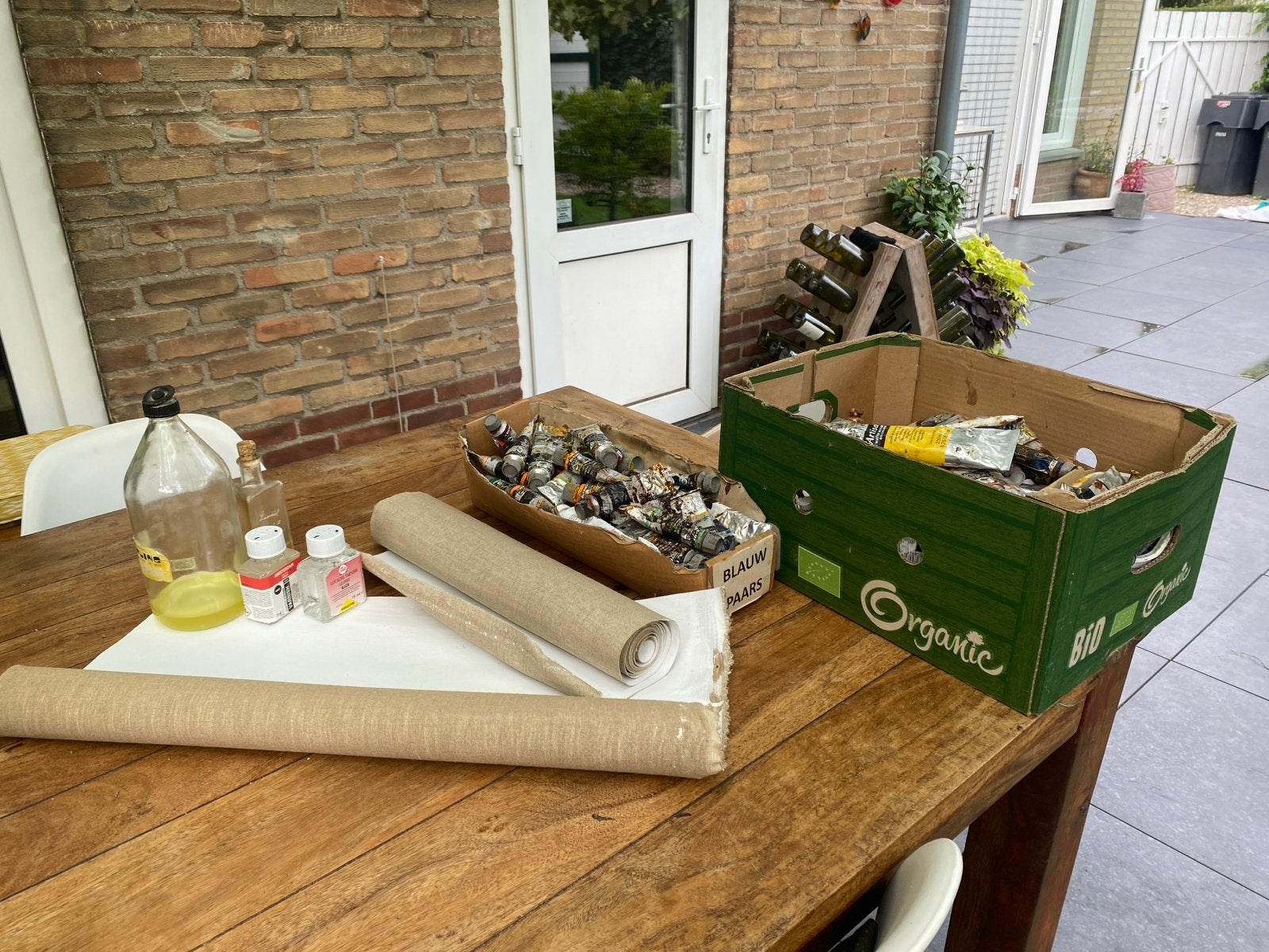 Grote partij olieverf en schildersbenodigdheden, Hobby en Vrije tijd, Ophalen of Verzenden, Gebruikt, Olieverf