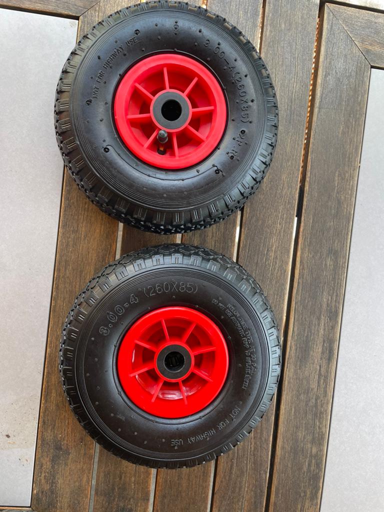 Wielen + borgdoppen voor steekwagen of bolderkar asmaat 2 cm, Ophalen of Verzenden, Nieuw