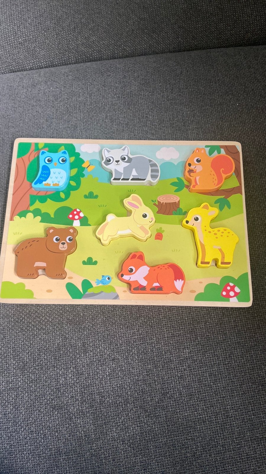 Houten kinder puzzel bosdieren, Ophalen of Verzenden, Minder dan 10 stukjes, Zo goed als nieuw, 6 maanden tot 2 jaar