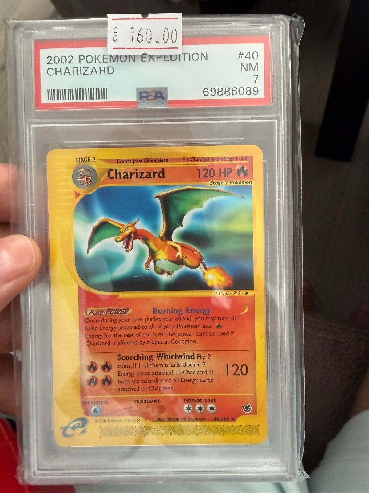 2002 Pokémon Expedition Charizard PSA 7 NM Kaart, Verzamelen, Speelgoed, Ophalen of Verzenden, Zo goed als nieuw