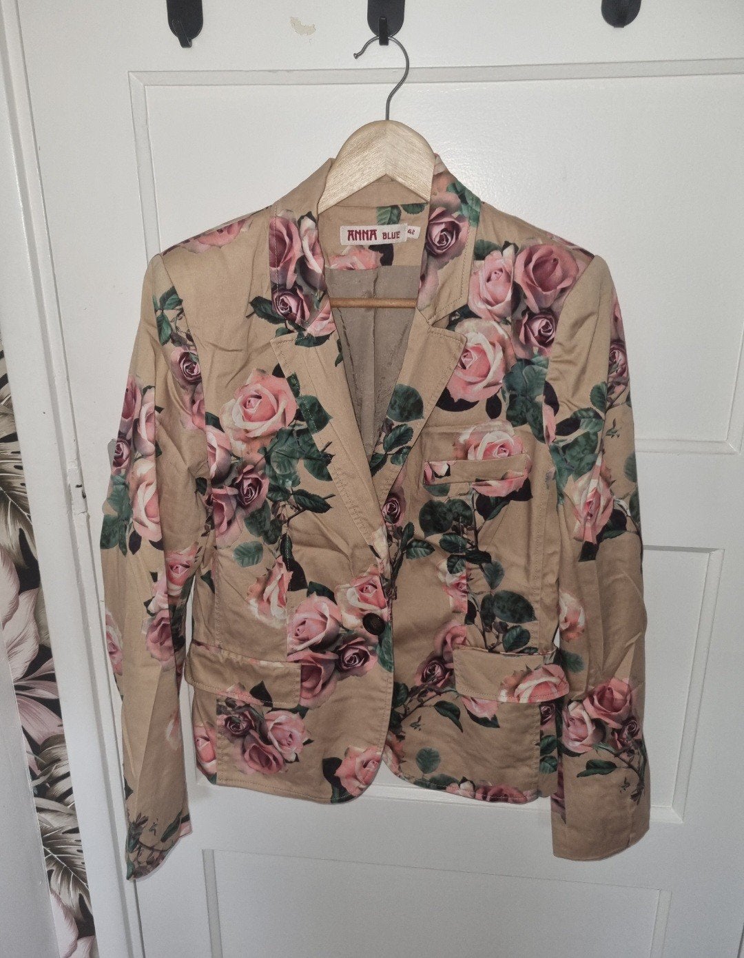 Anna Blue Jasje met Rozenprint - Maat 42, Kleding | Dames, Beige, Anna Blue, Maat 42/44 (L), Ophalen of Verzenden