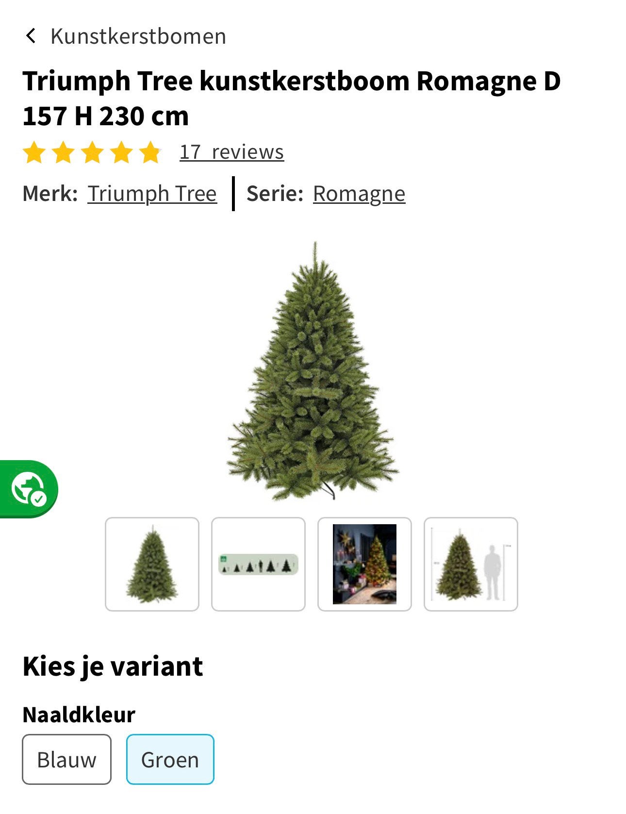 Kunstkerstboom Romagne Intratuin 230 cm, Diversen, Ophalen, Zo goed als nieuw