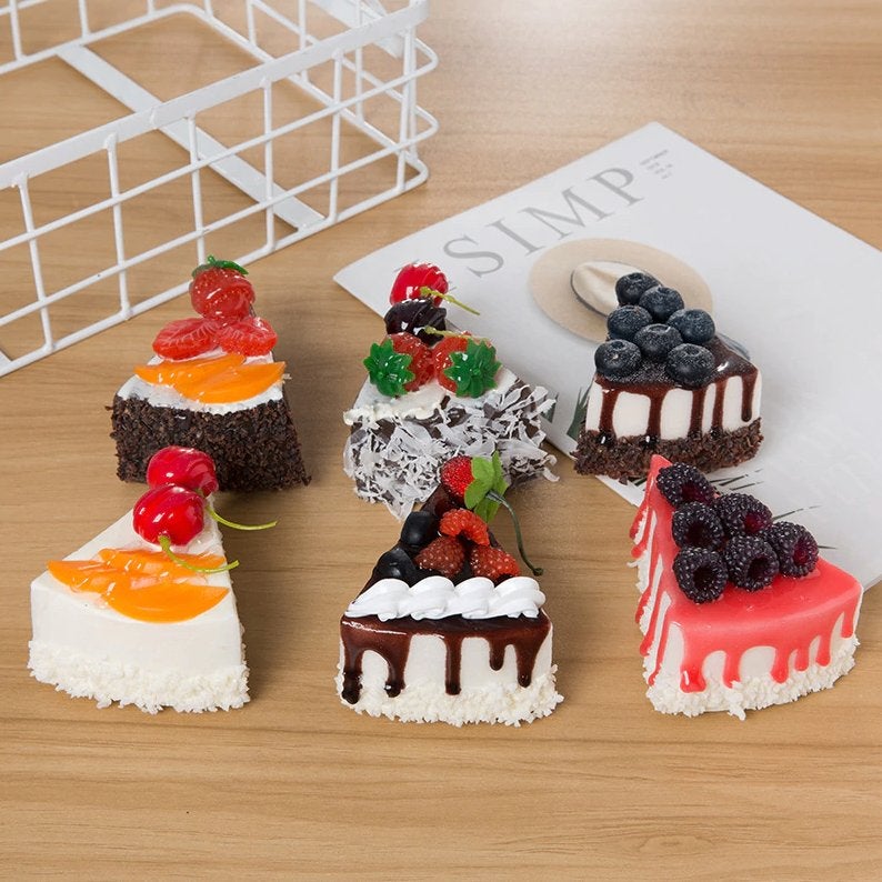 6 Kunst Taart Stukken Gebak Cake Vruchten Nep Sier Bakkerij, Verzenden, Nieuw