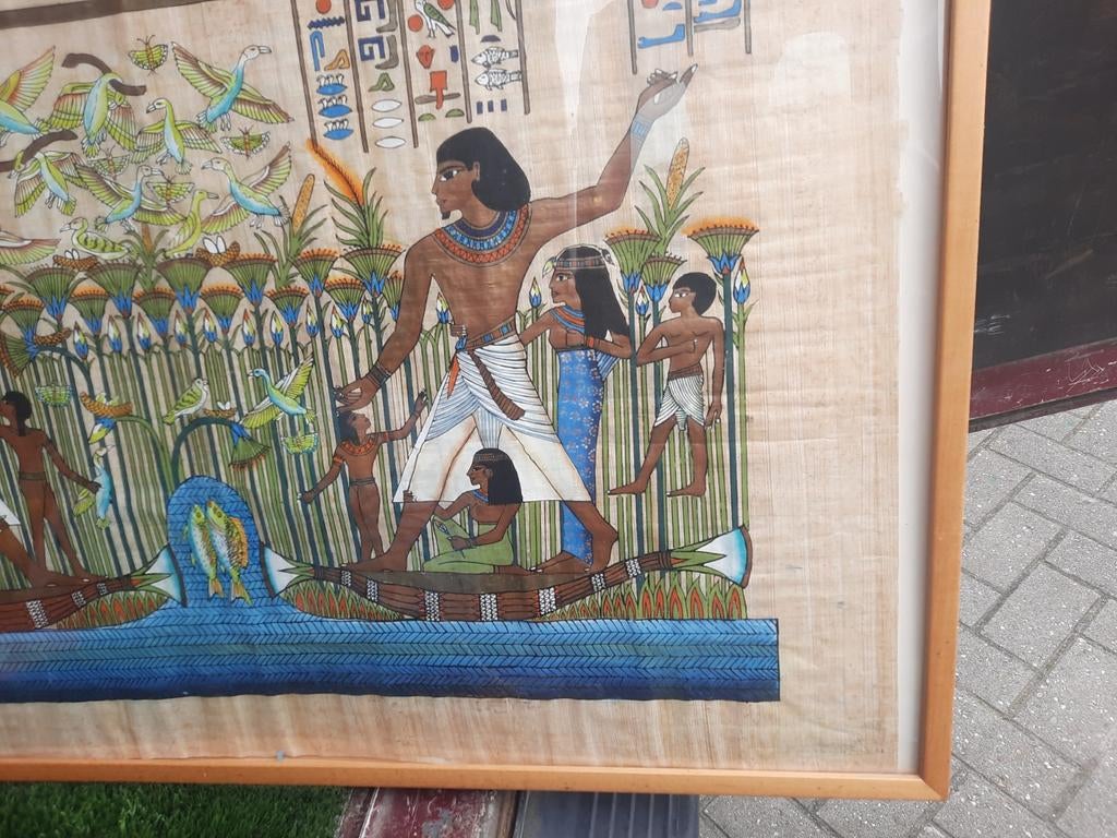Ingelijste Egyptische papyrus schildering, Ophalen