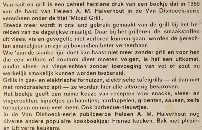 Van spit en grill (1973), Verzenden, Zo goed als nieuw, Nederland en België
