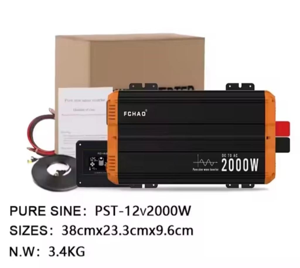 Omvormer 2000w 12v naar 230v - zuivere sinus, Ophalen of Verzenden, Nieuw