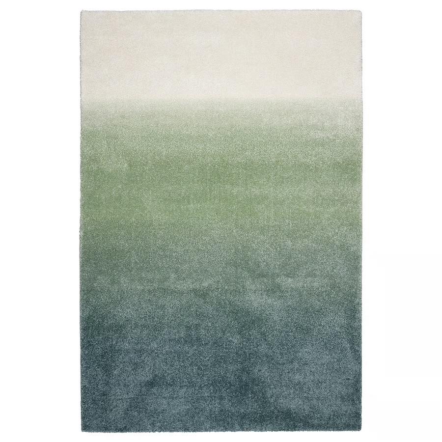 Hoogpolig vloerkleed blauw/groen wit, 160x230 cm, Ophalen, Gebruikt, Blauw, 150 tot 200 cm