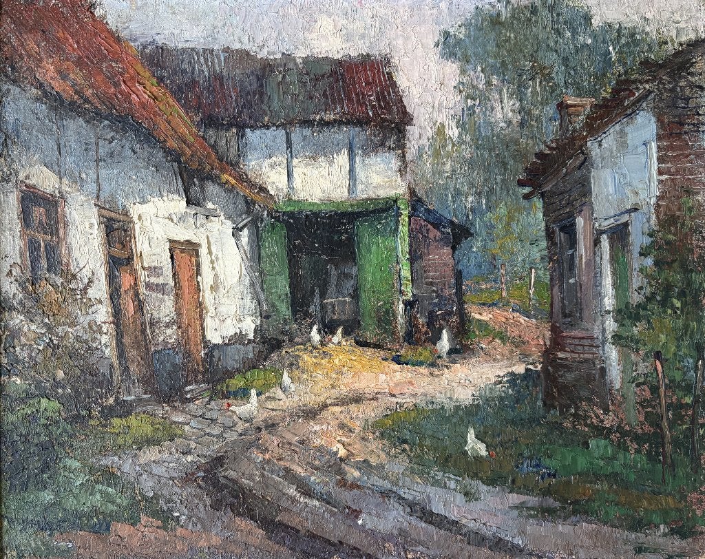 Waltère Neuhof (1904-1982) - Oude boerderij, Antiek en Kunst, Kunst | Schilderijen | Klassiek, Doek, Ophalen of Verzenden, Landschap
