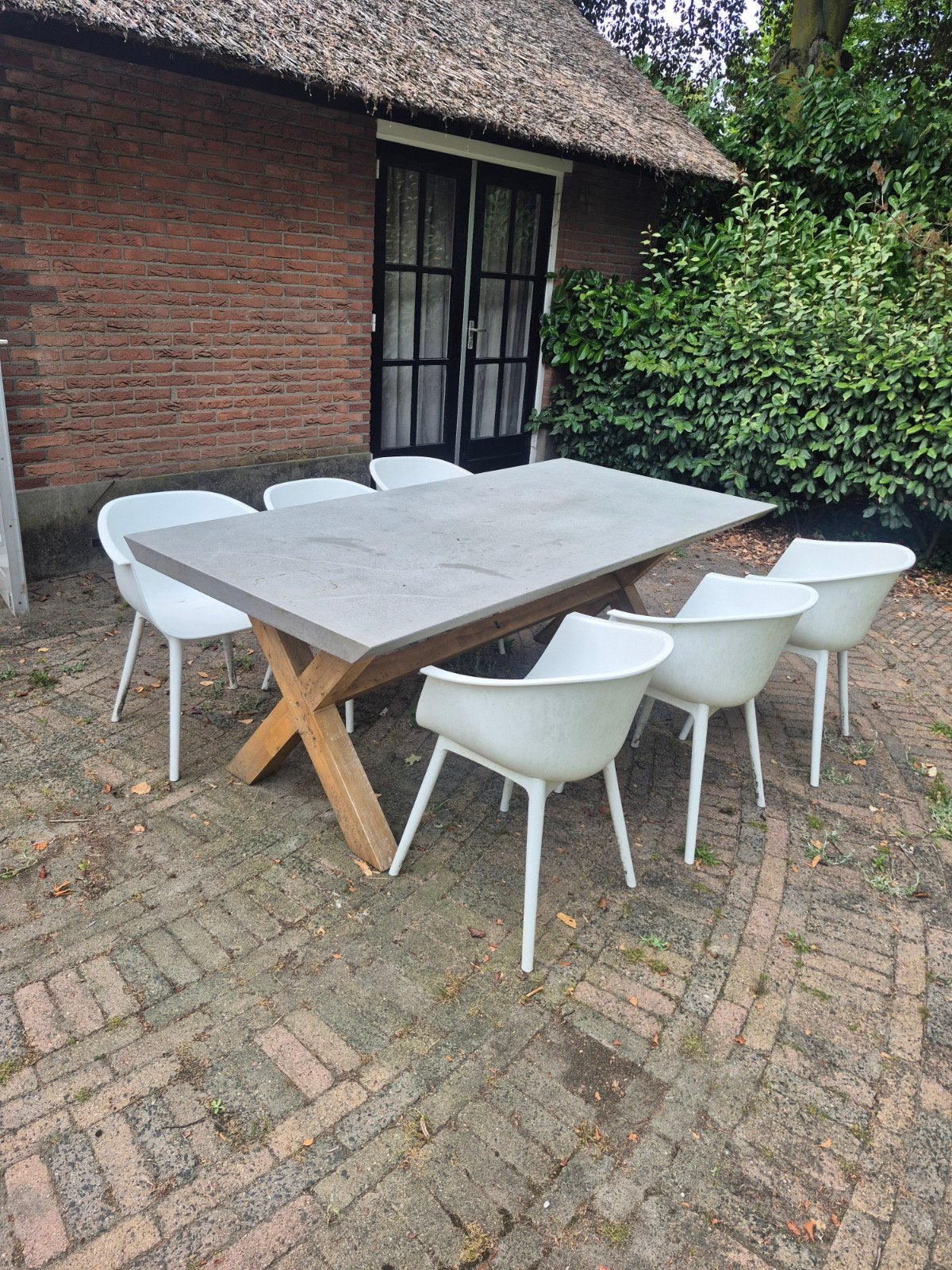 Buiten stoel tuin wit, Tuin en Terras, Tuinsets en Loungesets, Ophalen, Zo goed als nieuw, Kunststof, Stoel