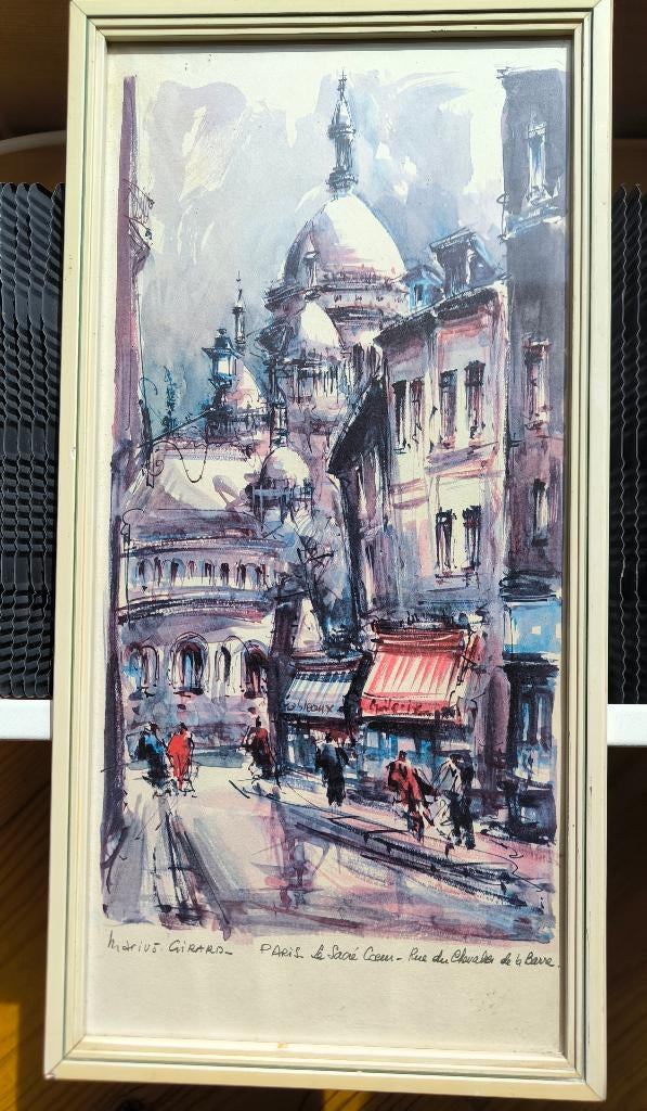 Marius GIRARD-  PARIS, & Sacré Coeur - Rue du Chevalier, Stadsgezicht, Ophalen of Verzenden, Lithografie, Met tekst
