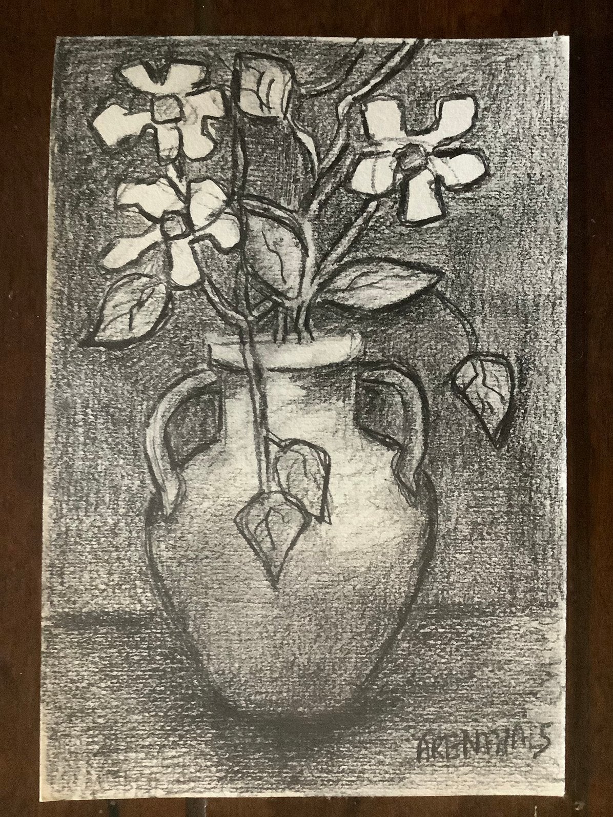 Tekening, gesigneerd, 15/22 c.m., Antiek en Kunst, Kunst | Tekeningen en Foto's, Ophalen of Verzenden, Tekening