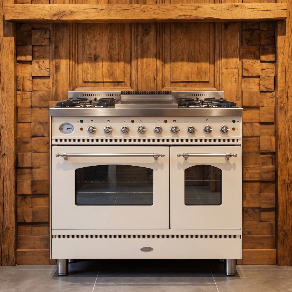 Boretti 90 cm · crème · 5 pits · 2 ovens · conditierapport, Gebruikt, 60 cm of meer, Ophalen of Verzenden, Gas