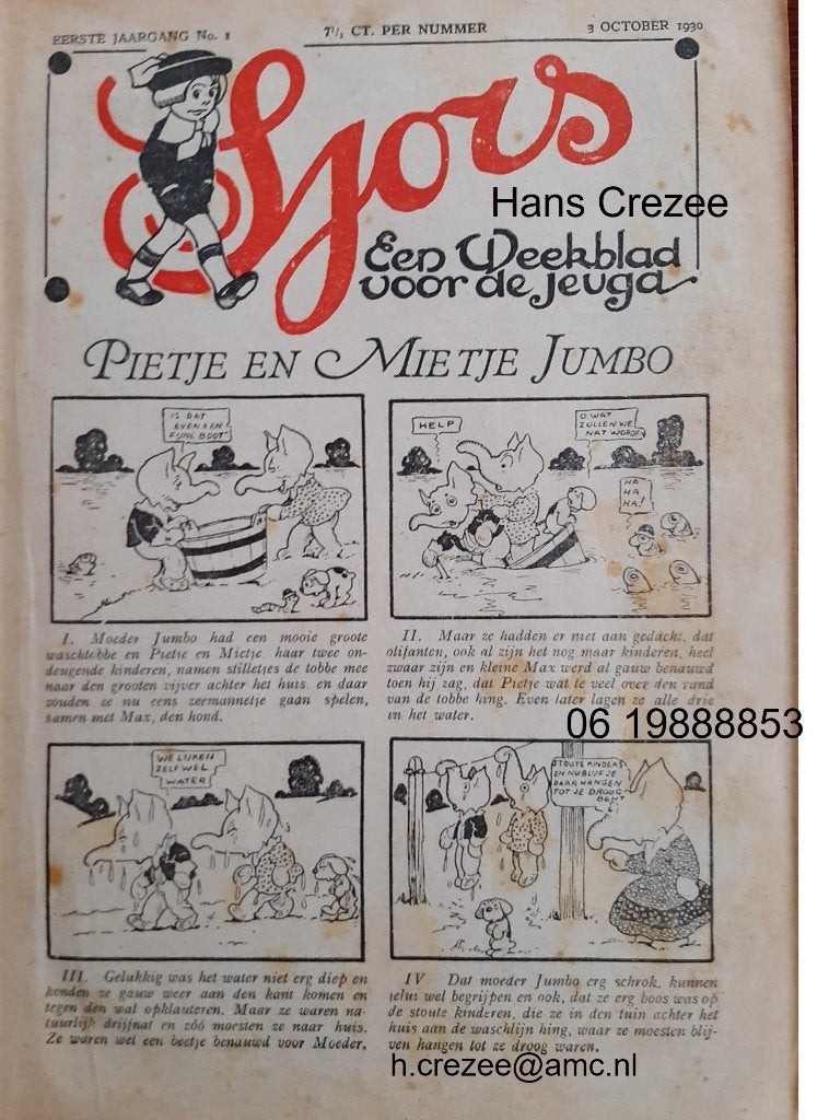 gezocht oud stripblad jeugdblad tijdschrift Sjors 1930 1931, Gelezen, Eén stripboek, Ophalen of Verzenden, Frans Piët