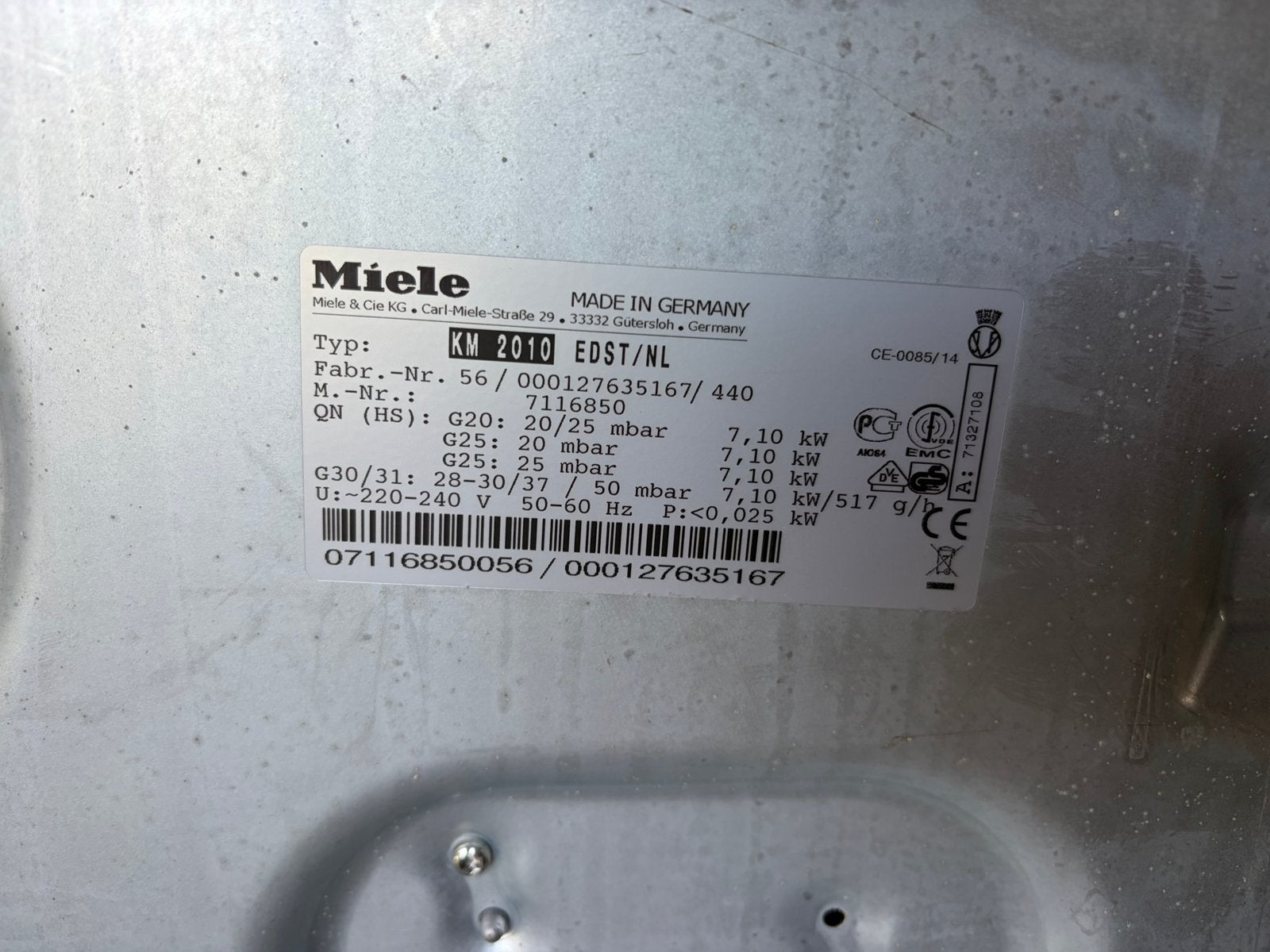 Miele KM 2010 EDST/NL inbouw Gasfornuis - 4 Kookzones, Gebruikt, Inbouw, Gas, 4 kookzones