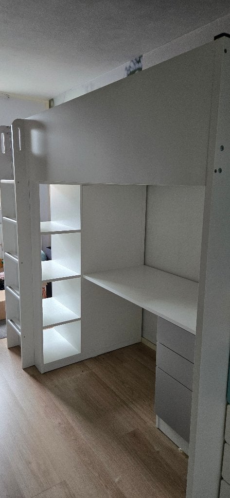 IKEA Stuva Hoogslaper met Bureau & Kast (Wit/Grijs), Ophalen, Gebruikt, Eenpersoons, 210 cm