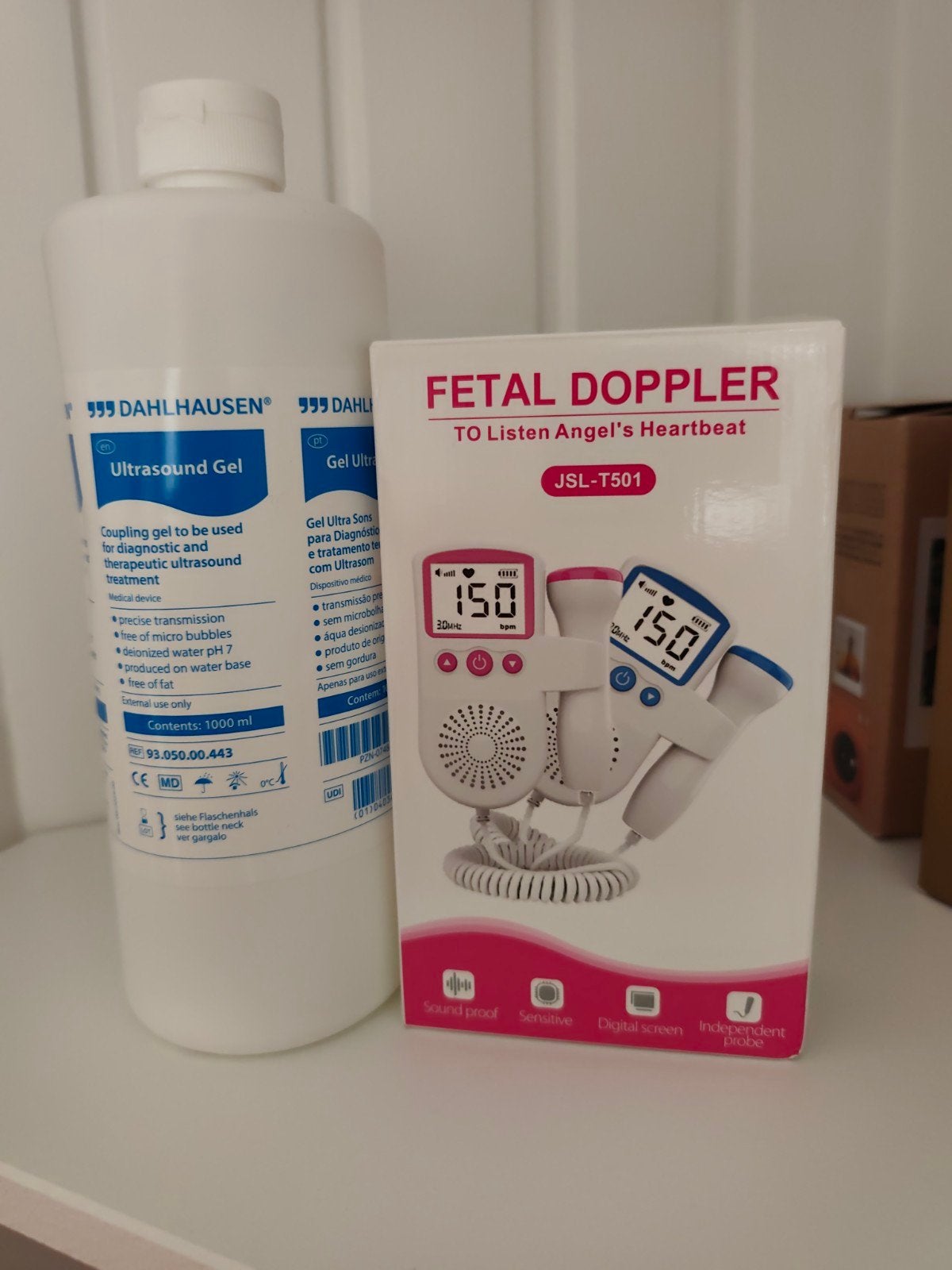 Fetal Doppler JSL-T501 met Ultrasound Gel, Ophalen of Verzenden, Zo goed als nieuw