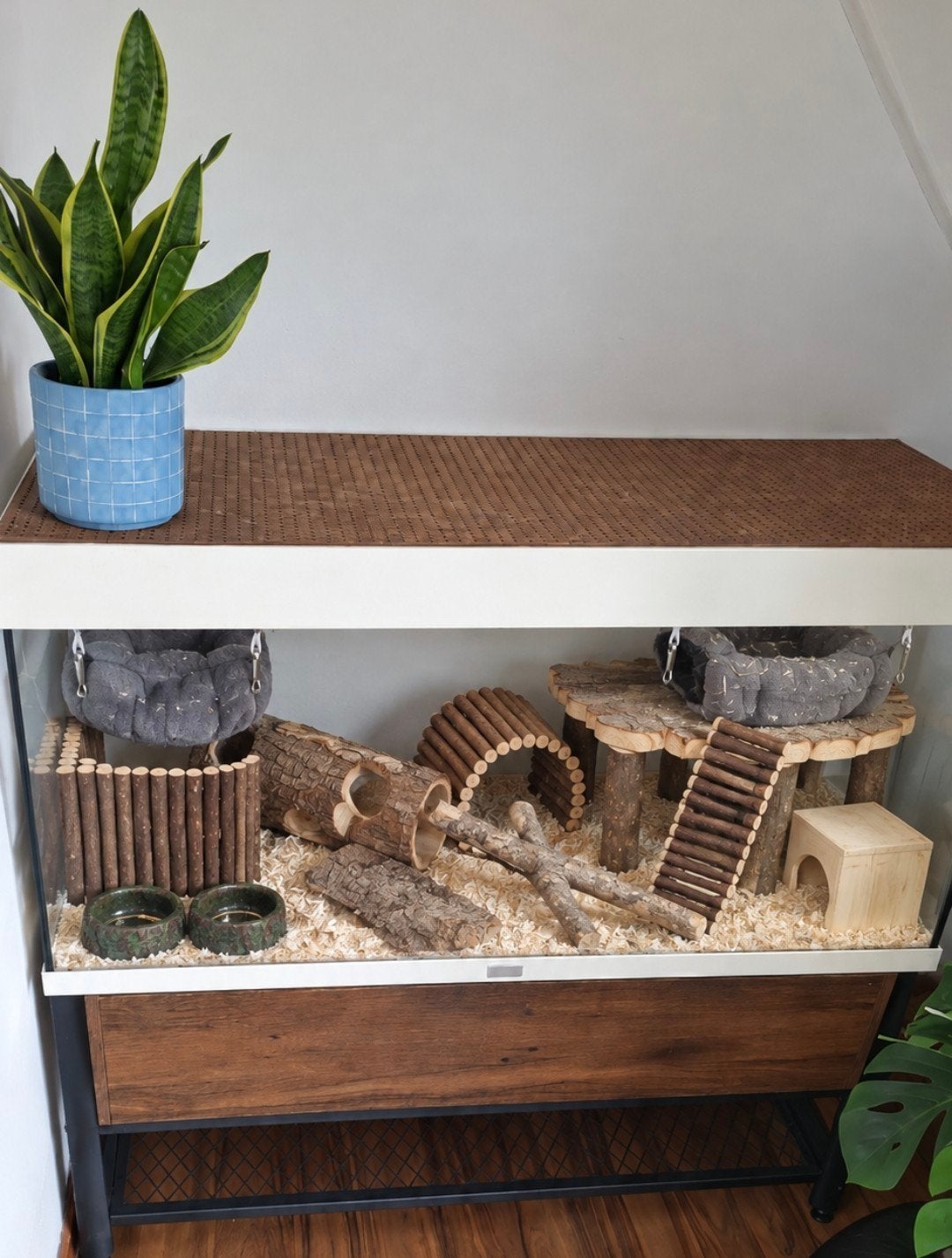 Terrarium / aquarium hamster, gerbil, muis incl inrichting, Dieren en Toebehoren, Ophalen, Gebruikt, Terrarium of Paludarium