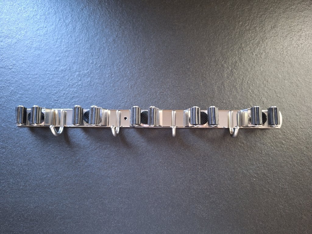 GEREEDSCHAP/BEZEMHOUDER 5 houders - 4 haken RVS Zilver, Verzenden, Nieuw