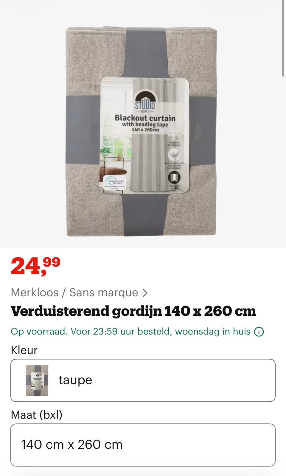 3x verduisterendsgordijnen 140x260cm, Huis en Inrichting, Verduisterend, Nieuw, Grijs, Ophalen of Verzenden