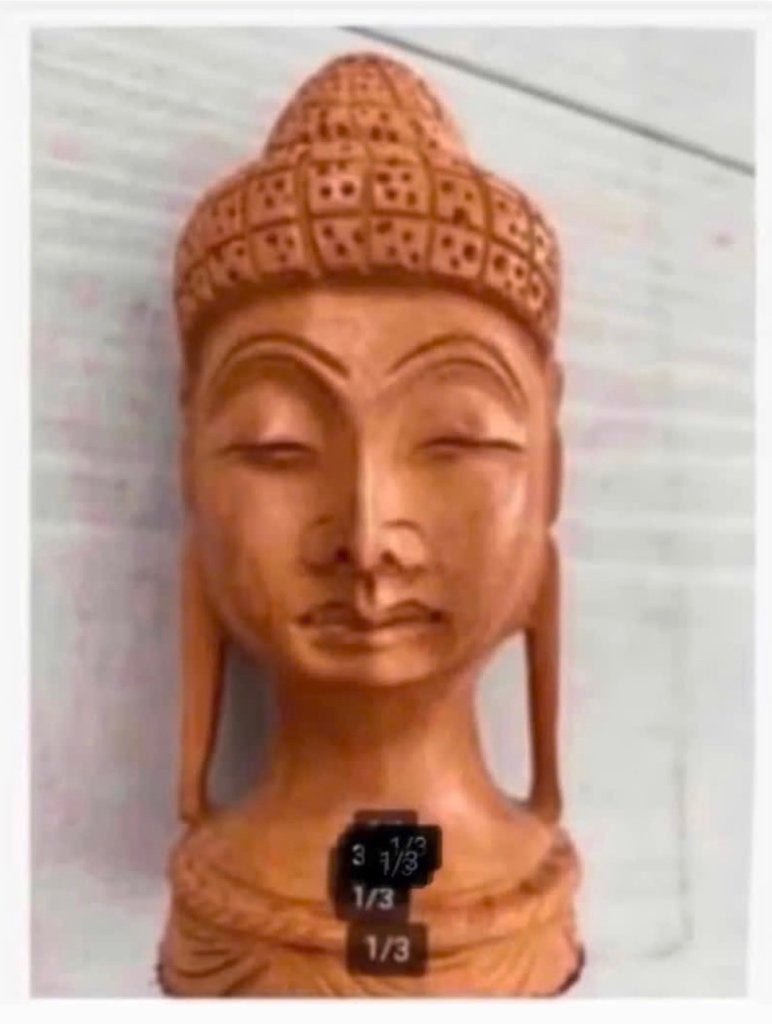 Houten Boeddha beeldje, Thailand, 10 cm, Ophalen of Verzenden, Zo goed als nieuw, Religie