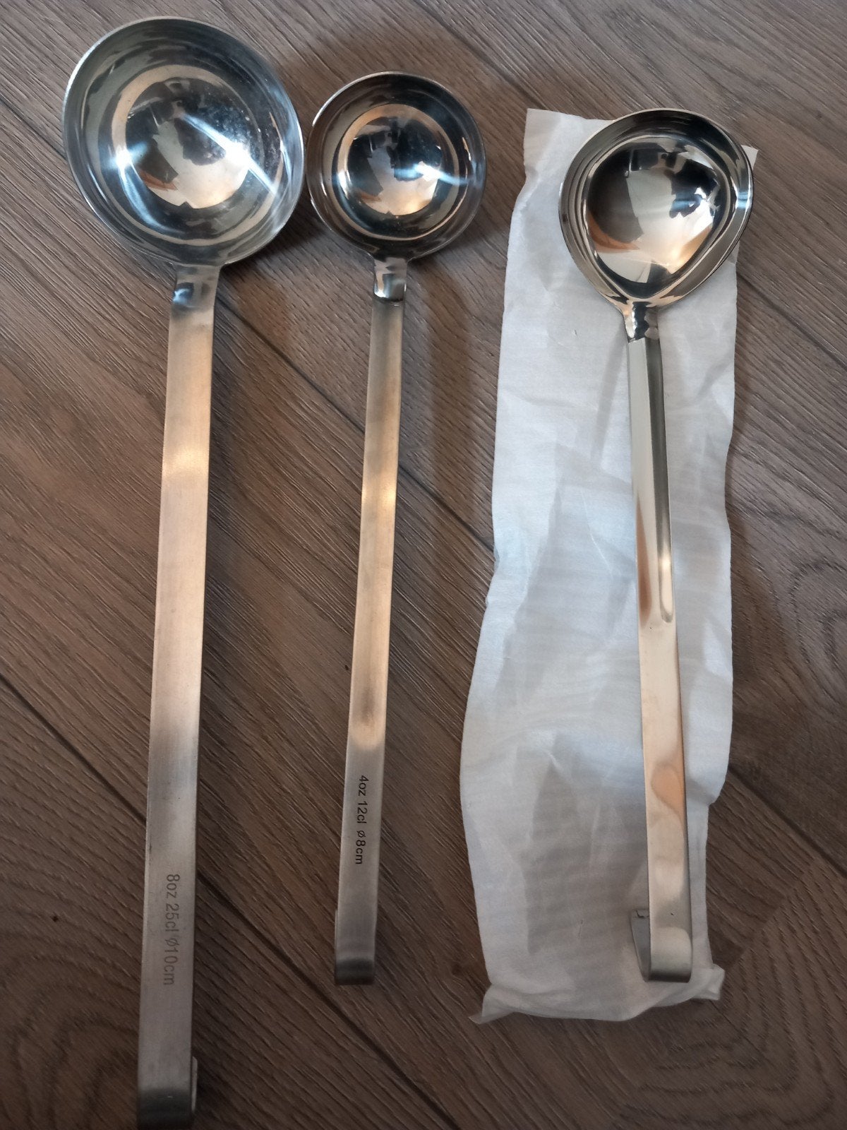 Set van 3 grote horeca soeplepels - Diverse maten, Ophalen