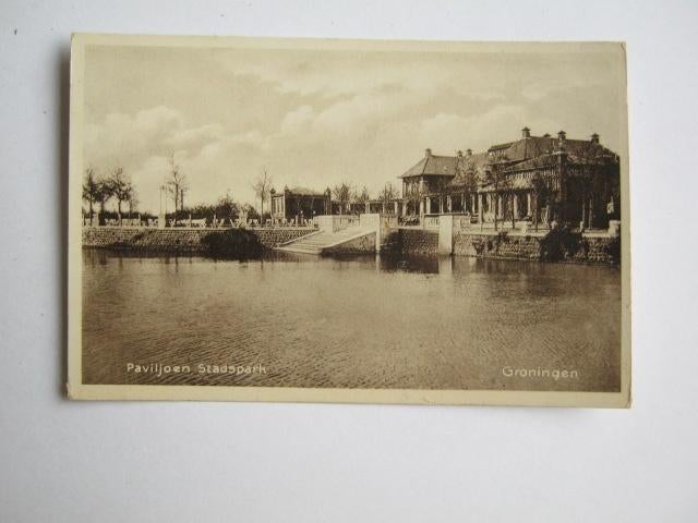 Ansichtkaarten Nederland, TC 3-77 Groningen, Paviljoen Stads, Verzenden, 1920 tot 1940, Gelopen, Groningen