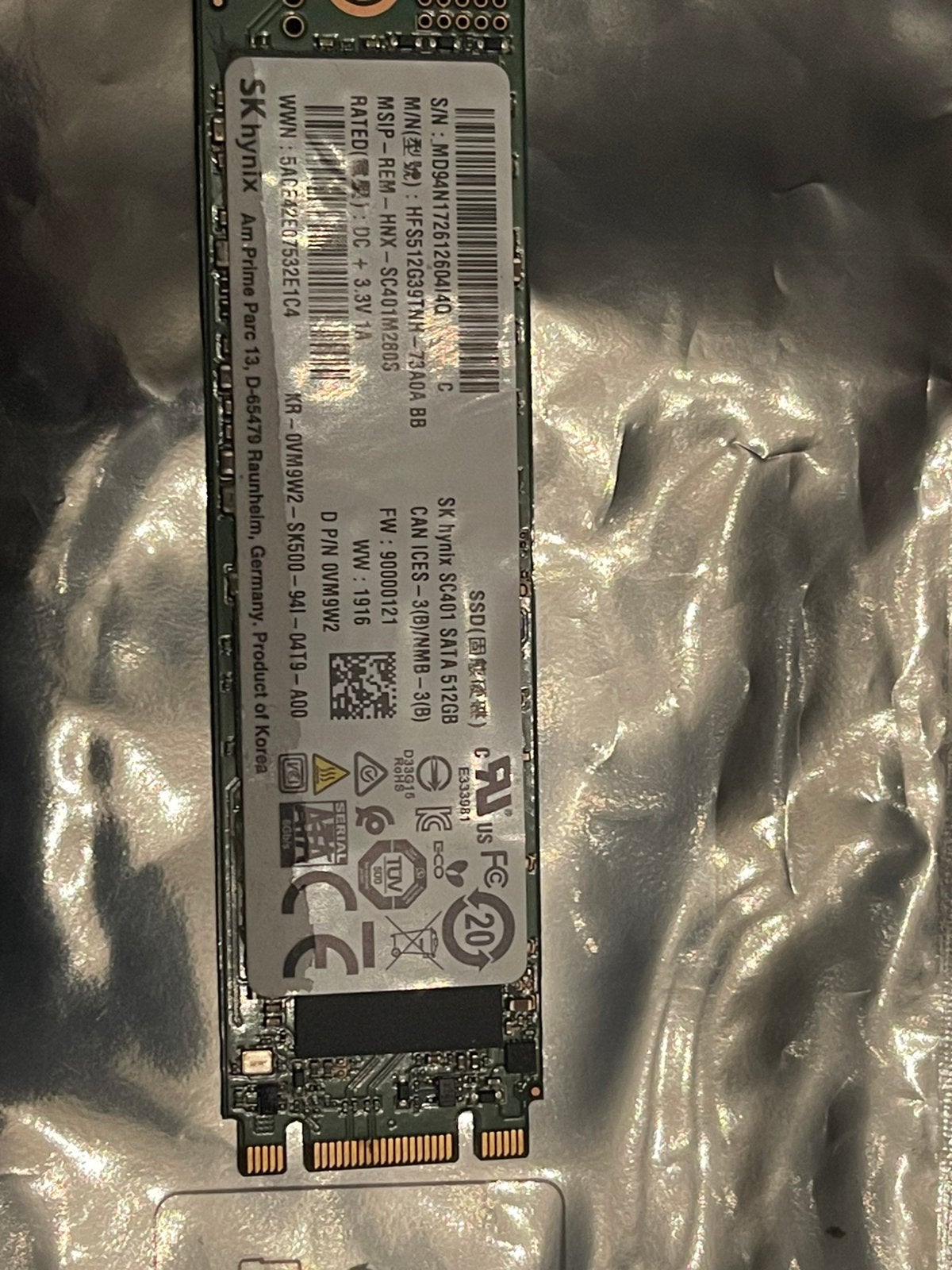 SK hynix SC401 512GB M.2 SATA SSD – HFS512G39TNH, Ophalen of Verzenden, Zo goed als nieuw, Laptop