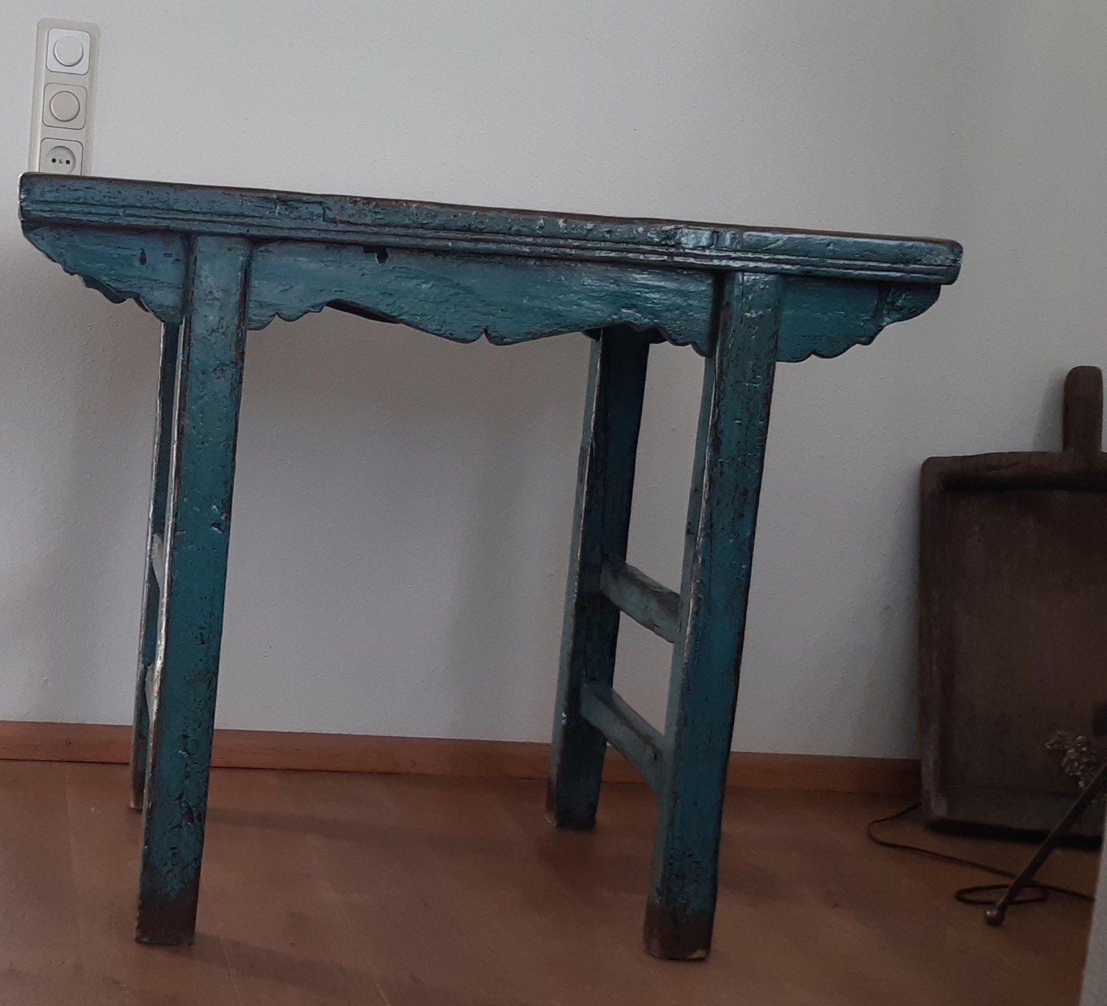 Antieke Chinese console tafel - Blauwgroen, Ophalen