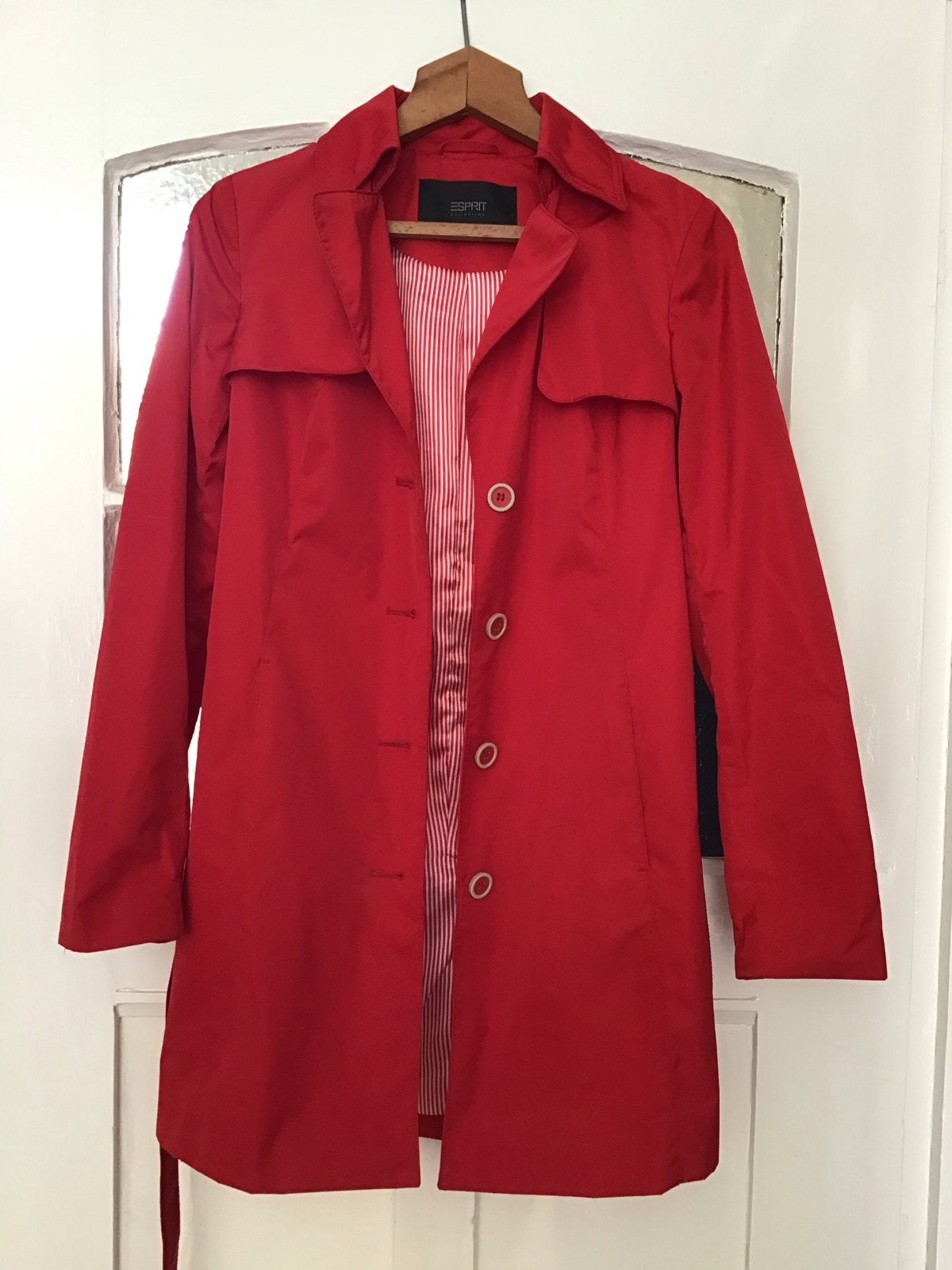 rode trenchcoat maat 36, Ophalen, Zo goed als nieuw, Maat 36 (S), Rood