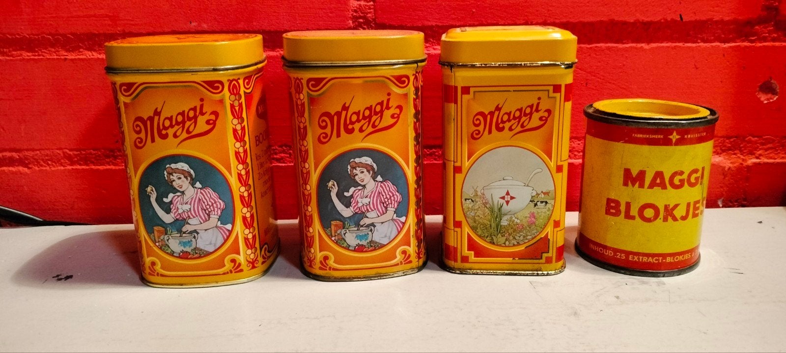Vintage Maggi blikjes, Ophalen of Verzenden, Gebruikt, Gebruiksvoorwerp