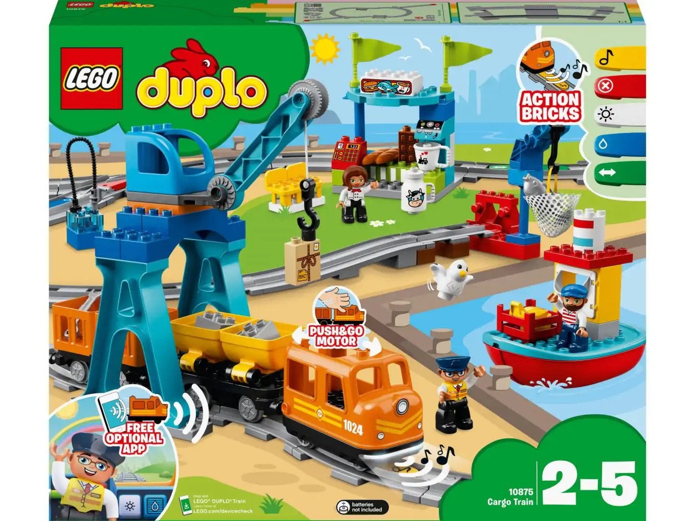 Lego Duplo Vrac: Trein met brug en rails (10875 + 10872), Overige thema's, Ophalen of Verzenden, Zo goed als nieuw, Compleet