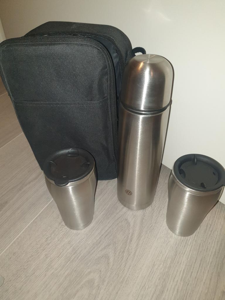 RVS Thermoskan Set met 2 Bekers en Tas, Ophalen, Nieuw