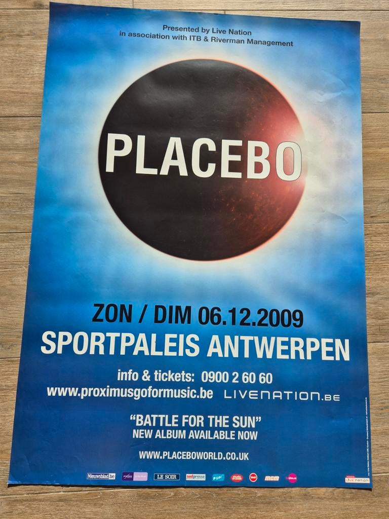 Placebo - Sportpaleis Antwerpen Poster, Ophalen of Verzenden, Zo goed als nieuw, Muziek