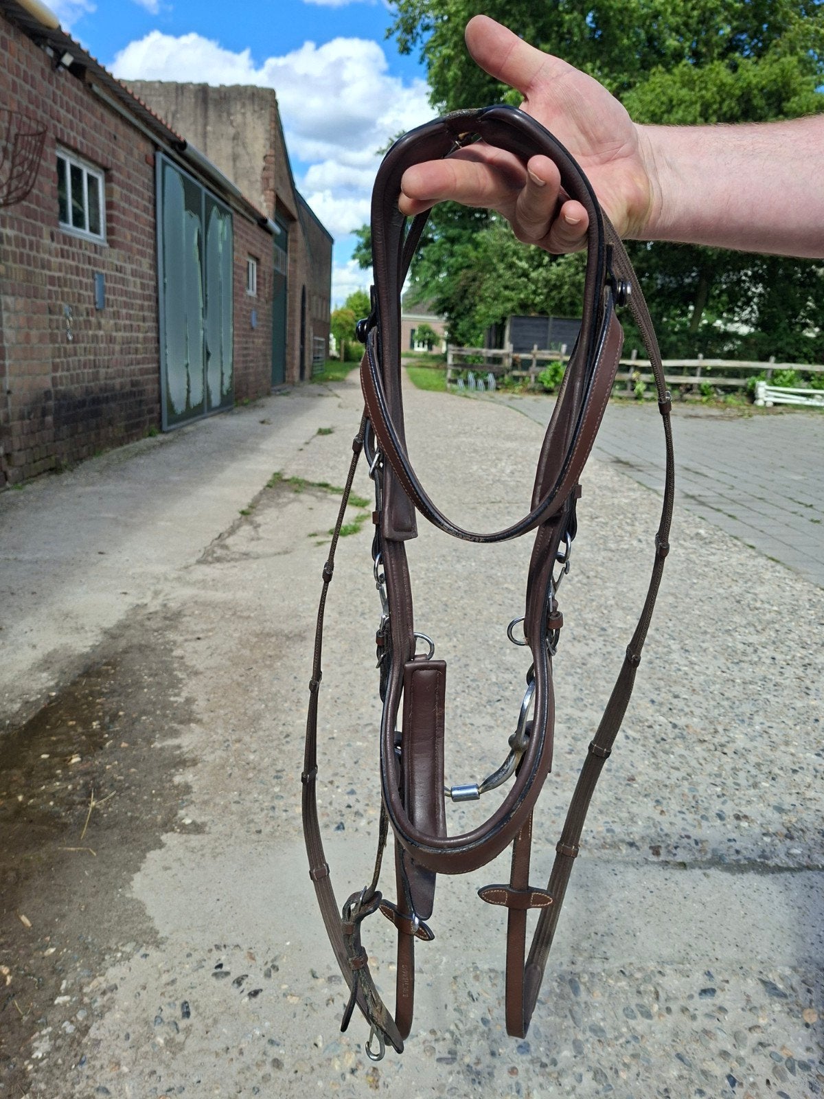 Bruin presteq pony hoofdstel + borsttuig, Hoofdstel, Bruin, Zo goed als nieuw, Eventing