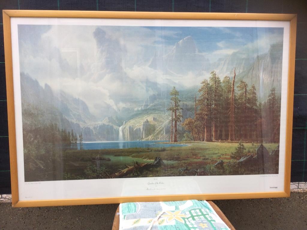Albert Bierstadt reproductie van een olieverfschilderij., Ophalen
