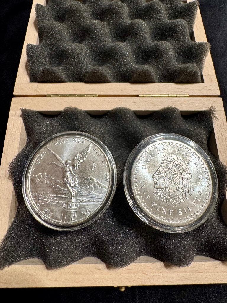 2x1 oz Libertad Aztec zilver munten Mexicaanse collector, Ophalen of Verzenden, Zilver