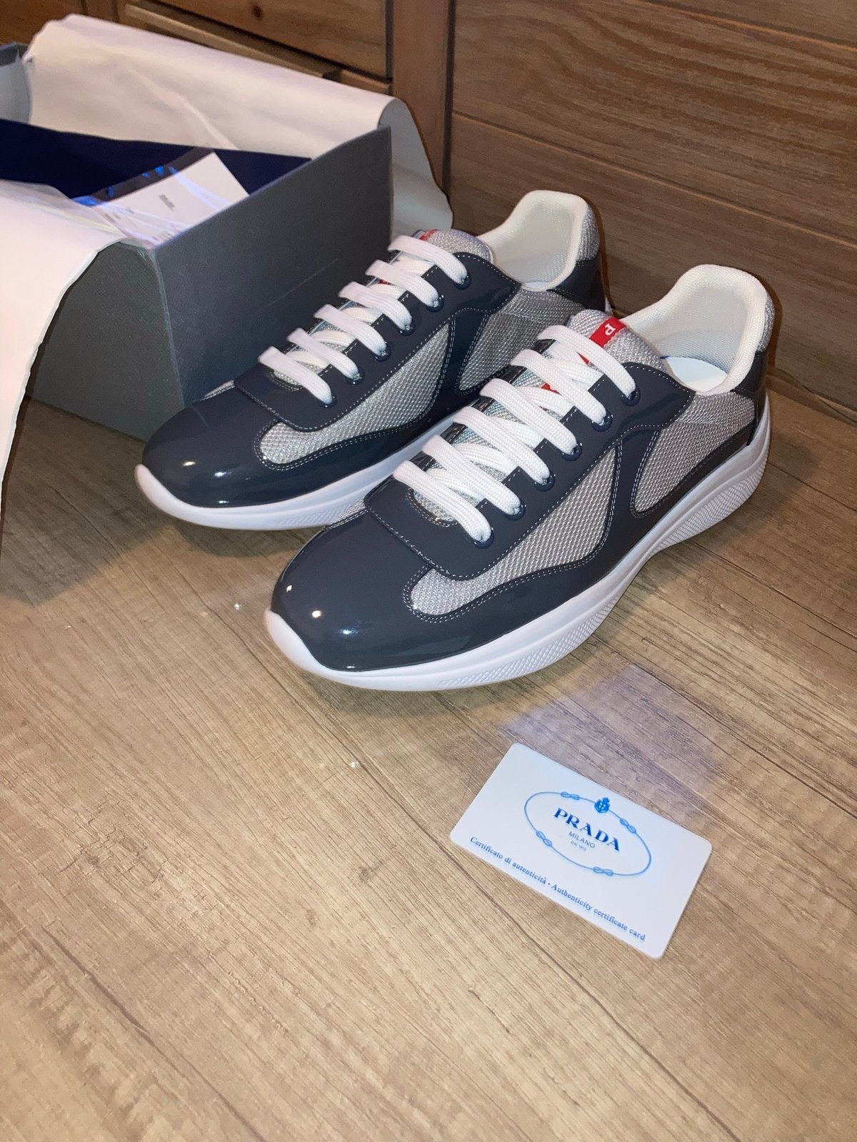 Prada Cups Sneakers Grijs Maat 45 Ongedragen, Overige kleuren, Nieuw, Ophalen of Verzenden, Sneakers of Gympen