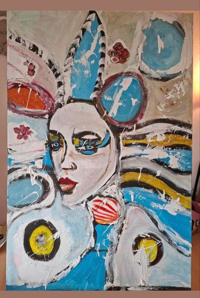 Acryl Freestyle Schilderij 115x75 cm - Uniek Kunstwerk, Antiek en Kunst, Ophalen of Verzenden