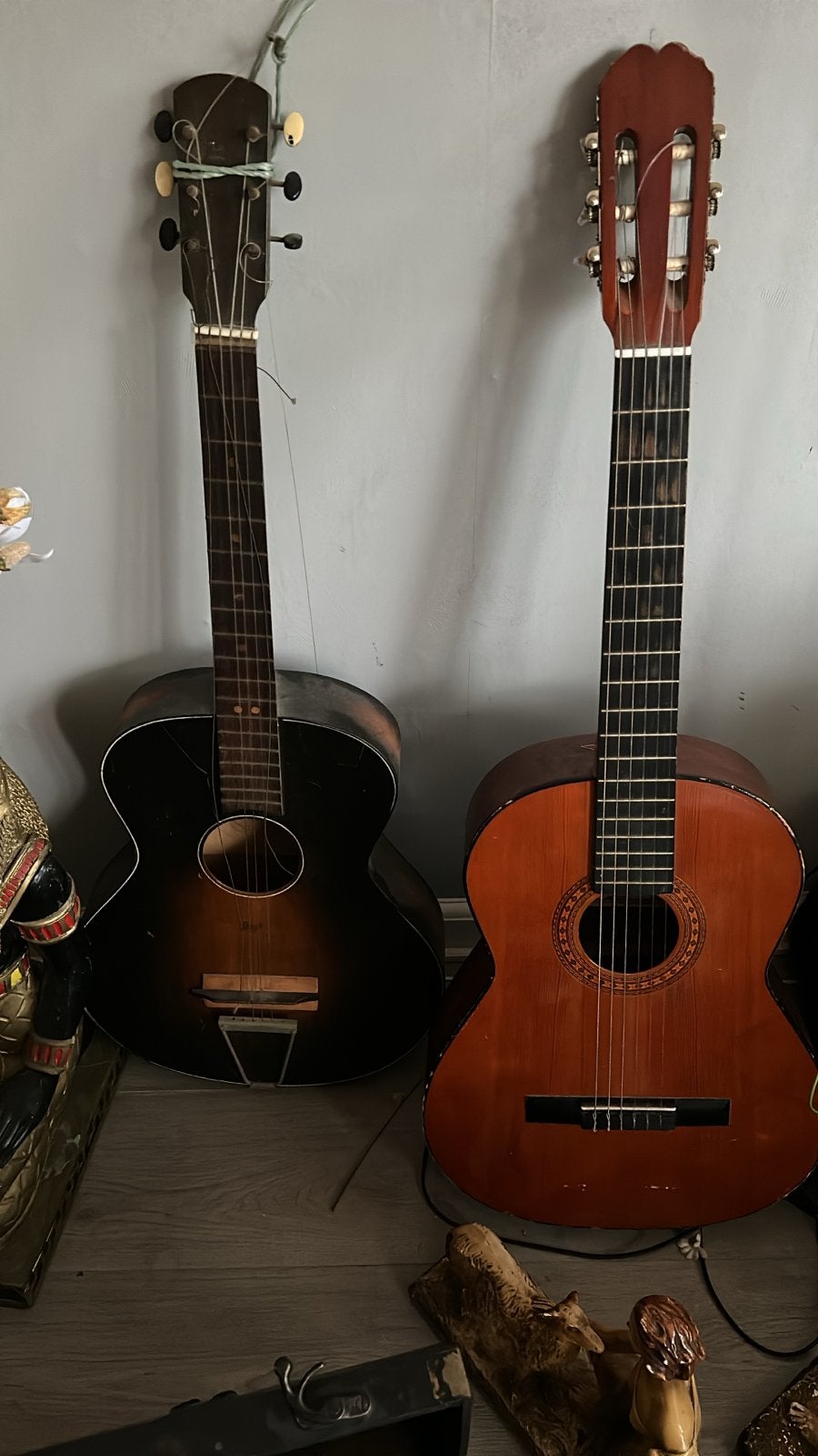 Twee gitaren: Klassieke en vintage steelstring gitaar, Ophalen, Gebruikt, Klassieke of Spaanse gitaar