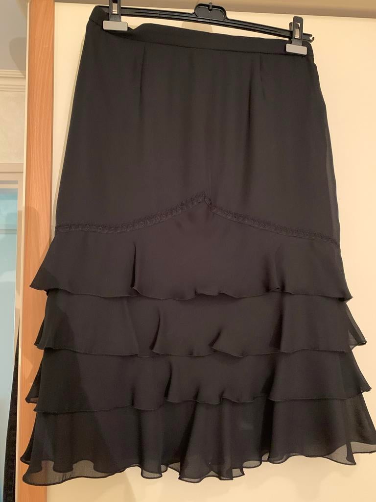 Zwarte rok met ruches van merk El Corte Ingles, Maat 38/40 (M), Zwart, Ophalen of Verzenden, Zo goed als nieuw