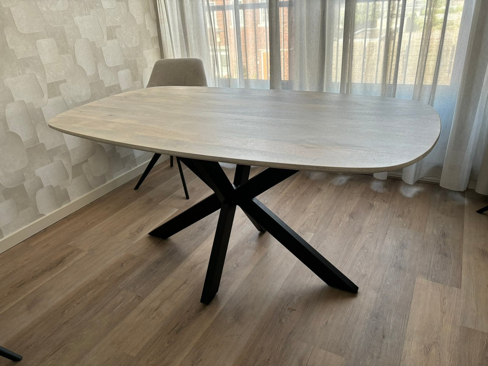 Eettafel - Deens ovaal 160x80, Huis en Inrichting, Tafels | Eettafels, Ophalen, 50 tot 100 cm, Zo goed als nieuw, 150 tot 200 cm