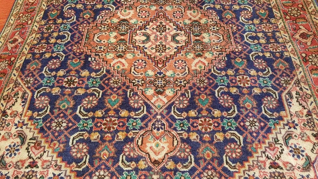 Tabriz Perzische tapijt 190 x 141/kleed/Kelim/Oosterse/Loper, 100 tot 150 cm, Blauw, Www.simatapijten.nl, Ophalen of Verzenden