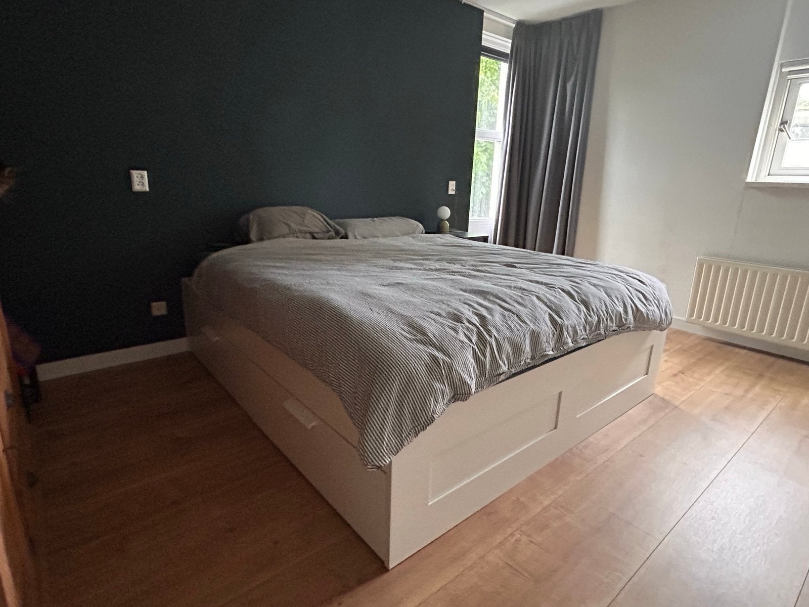 IKEA Brimnes bed 180x200cm met 4 lades en lattenbodems, Ophalen, Gebruikt, Wit, Tweepersoons