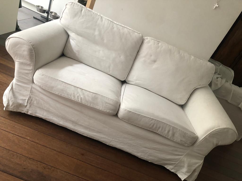 2zits bank wit ektorp ikea, Ophalen, Gebruikt, Tweepersoons, 75 tot 100 cm