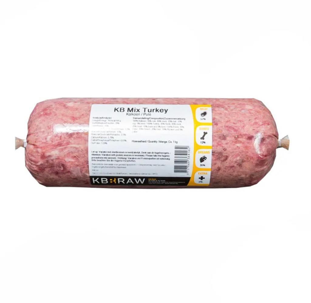 KVV 19x 1 kilo KB Raw Kalkoen+ 2x BARF premium kalkoen, Dieren en Toebehoren, Ophalen, Hond